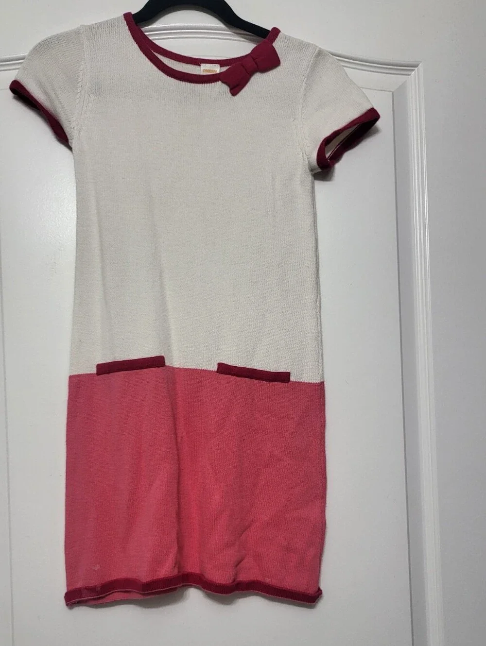 Gymboree Cream and Pink Colorblock Knit Dress with Bow